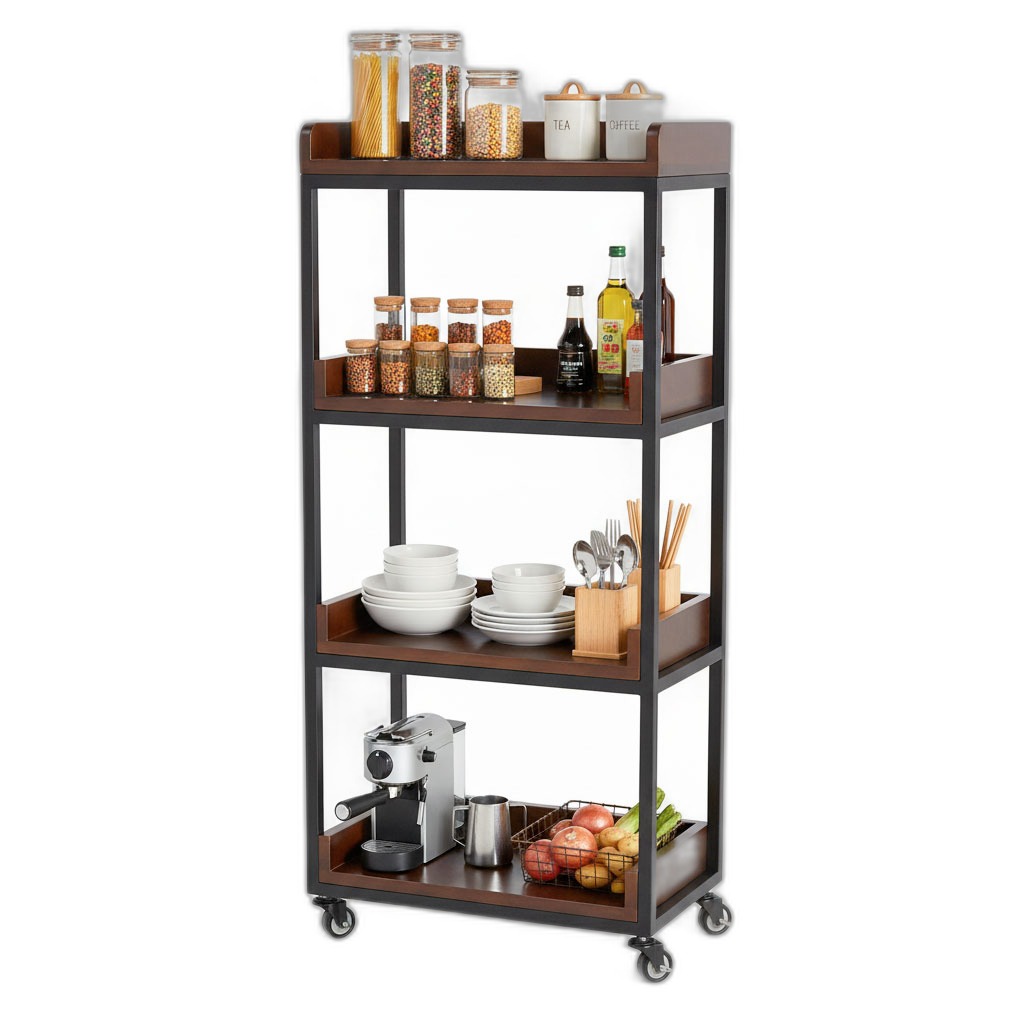 Kệ nhà bếp di động 50x30x120cm gỗ cao su Kệ nhà bếp di động 50x30x120cm gỗ cao su