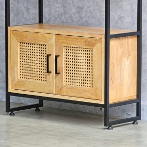 Kệ trang trí 74x30x160cm khung sắt gỗ cao su - hình 1
