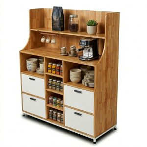 Kệ tủ bếp STELLAR 140x50x160cm gỗ cao su chân sắt - hình 1