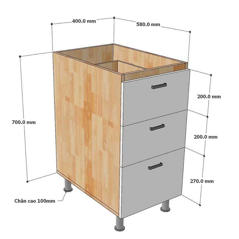 Module tủ bếp dưới 40cm hệ 3 ngăn kéo Module tủ bếp dưới 40cm hệ 3 ngăn kéo - hình 3