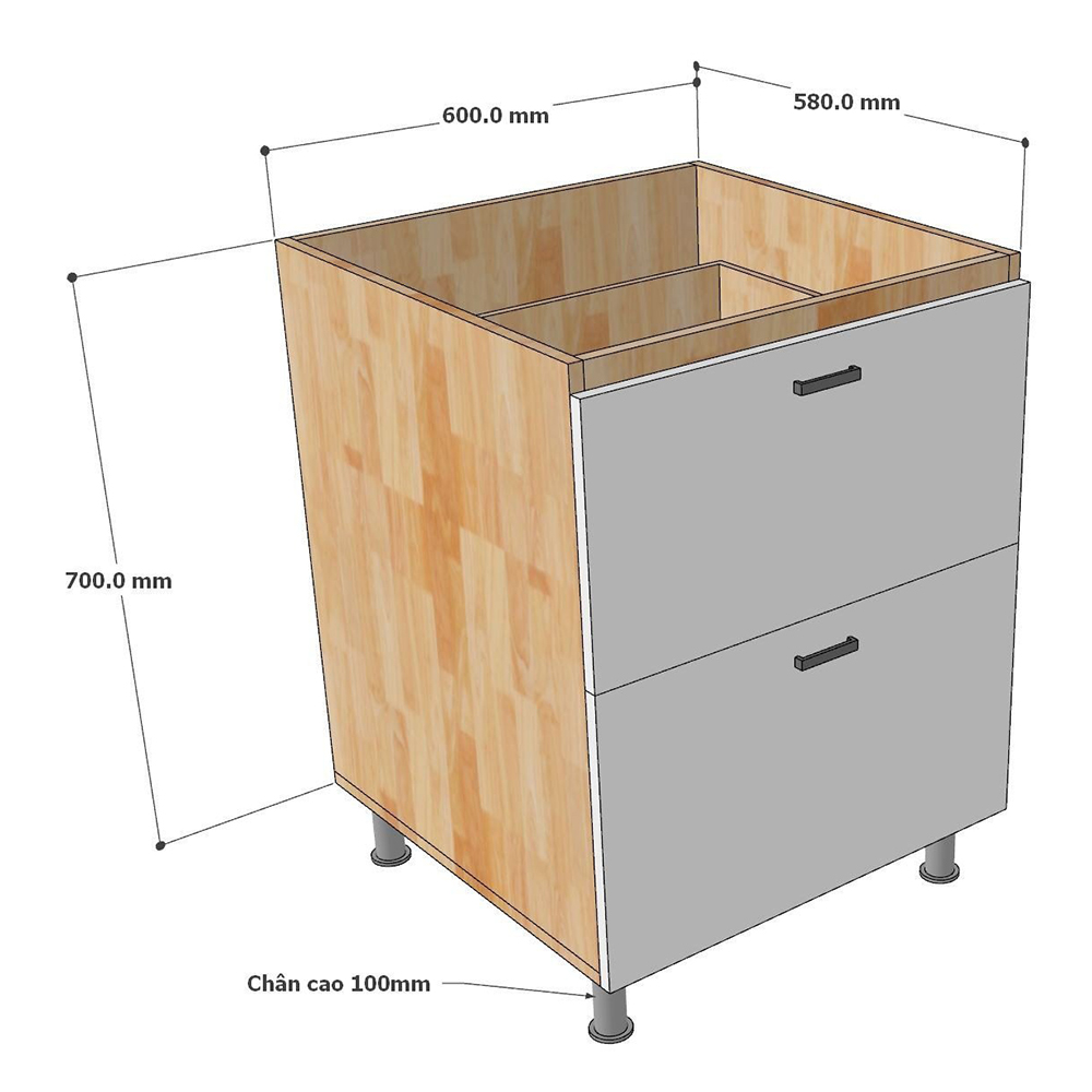 Module tủ bếp dưới 60cm hệ 2 ngăn kéo Module tủ bếp dưới 60cm hệ 2 ngăn kéo - hình 2