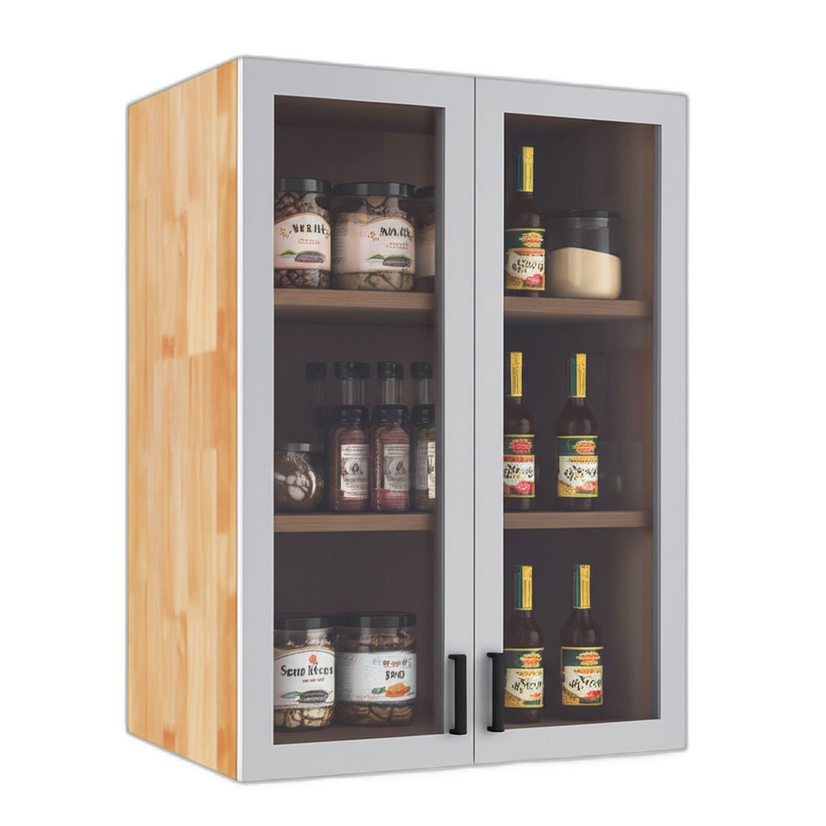 Module tủ bếp trên 60cm hệ 2 cửa kính mở Module tủ bếp trên 60cm hệ 2 cửa kính mở