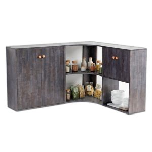 Module tủ bếp treo góc tường 150x130x90cm gỗ cao su