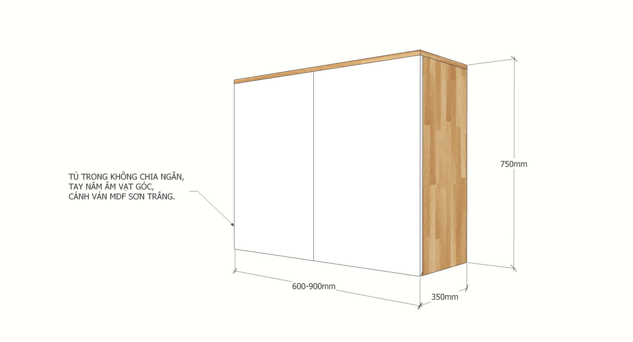 TBT006 - Module tủ bếp trên hệ 2 cửa mở (60x35x75cm) TBT006 - Module tủ bếp trên hệ 2 cửa mở (60x35x75cm) - hình 2