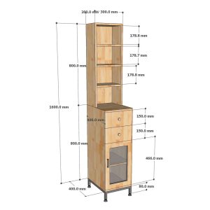 Tủ bên hông tủ lạnh gỗ cao su - hình 1