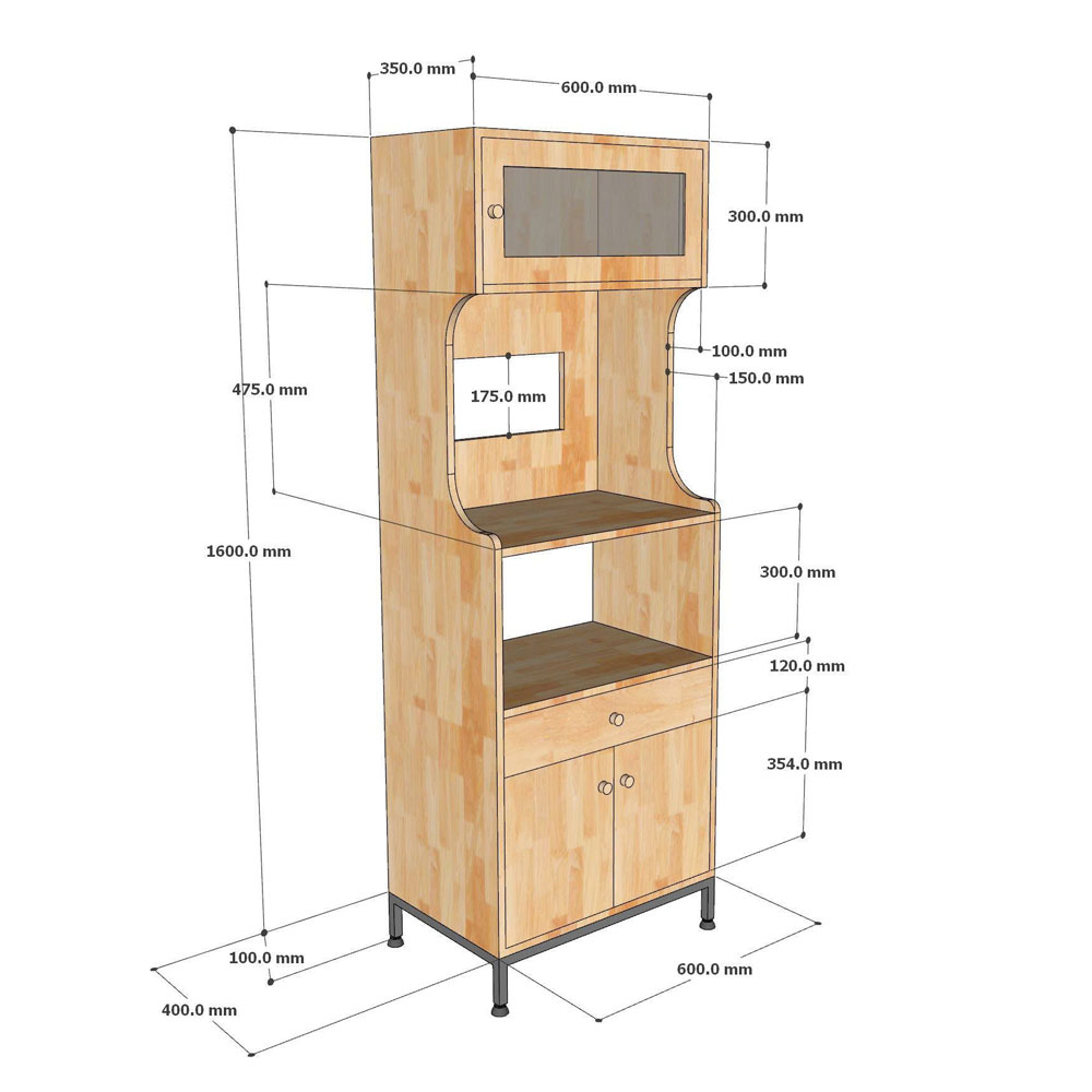 Tủ bếp đa năng 60x40x170cm gỗ cao su Tủ bếp đa năng 60x40x170cm gỗ cao su - hình 2