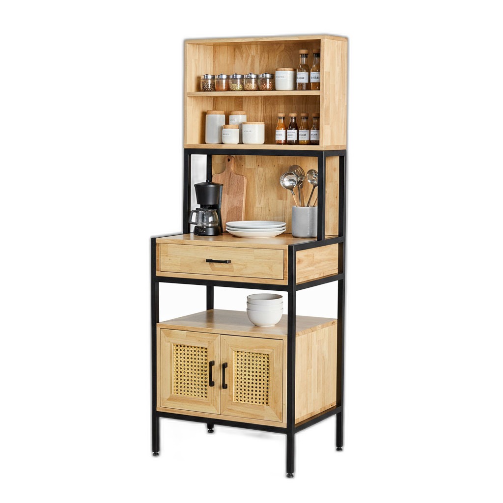 Tủ bếp đa năng 62x48x170cm gỗ cao su Tủ bếp đa năng 62x48x170cm gỗ cao su