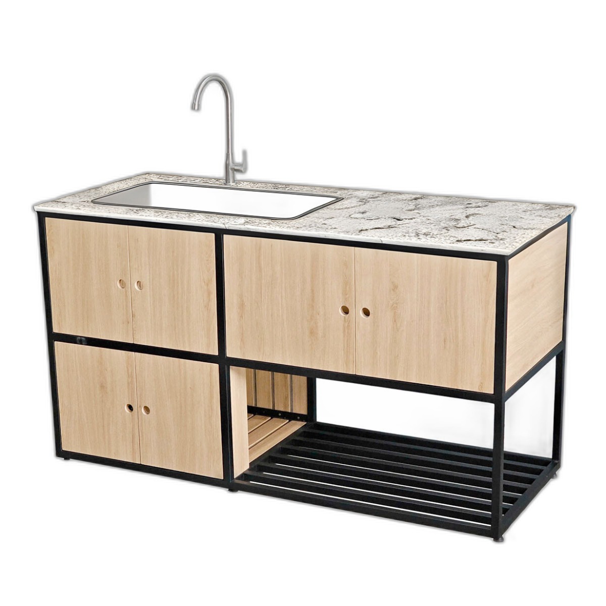 Tủ bếp dưới 150x60x85cm gỗ plywood khung sắt Tủ bếp dưới 150x60x85cm gỗ plywood khung sắt
