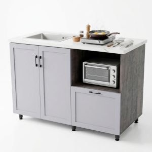 Tủ bếp dưới 1m2 gỗ cao su - hình 1