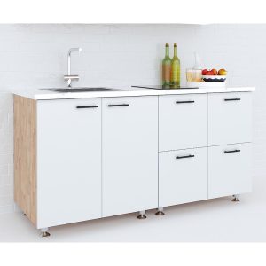 Tủ bếp dưới 1m6 gỗ cao su tự nhiên - hình 1