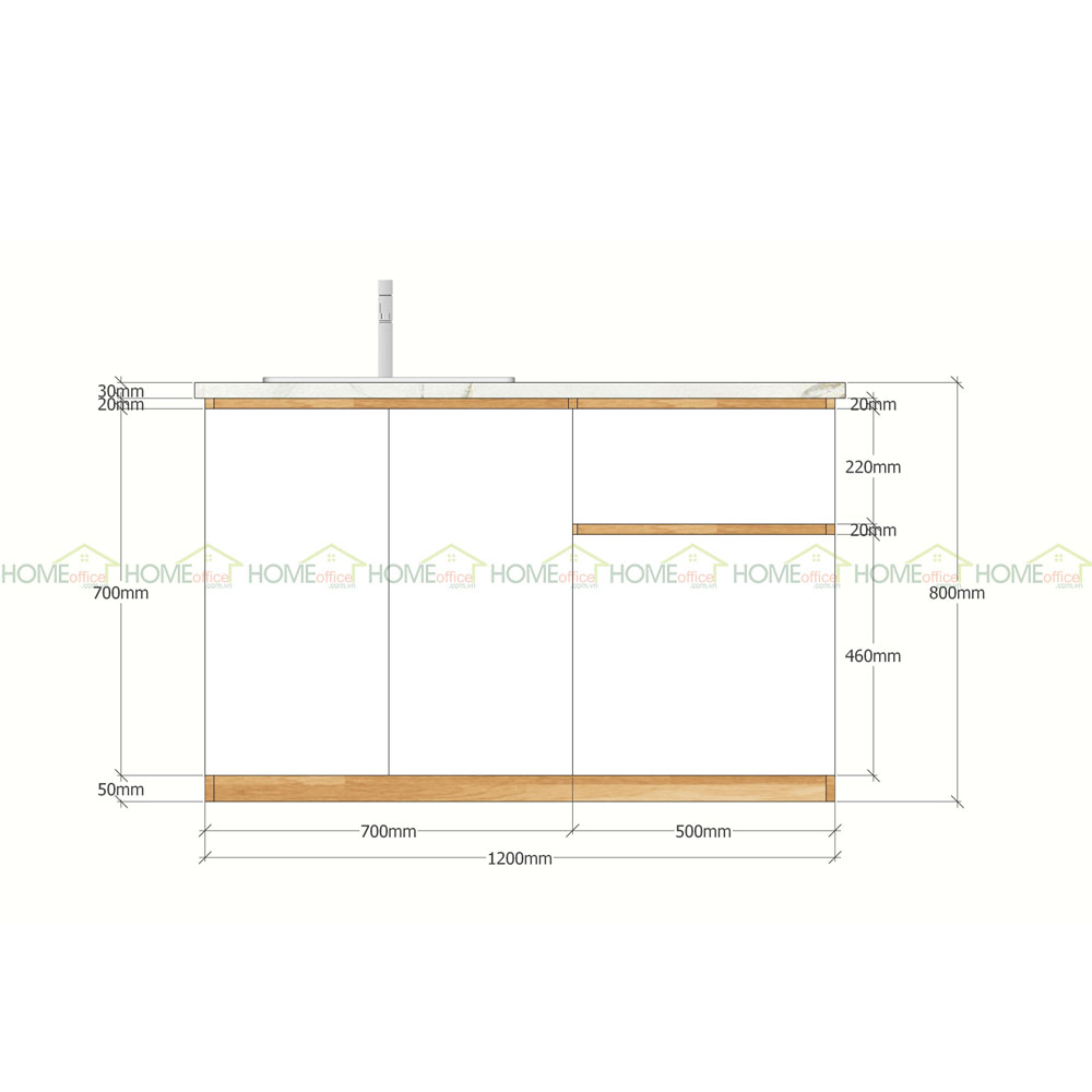 Tủ bếp dưới mẫu 002- 120x60x80cm Tủ bếp dưới mẫu 002- 120x60x80cm - hình 4