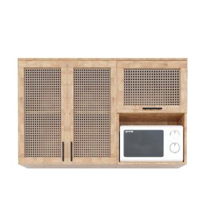 Tủ bếp trên 1m2 gỗ cao su cửa lưới - hình 1