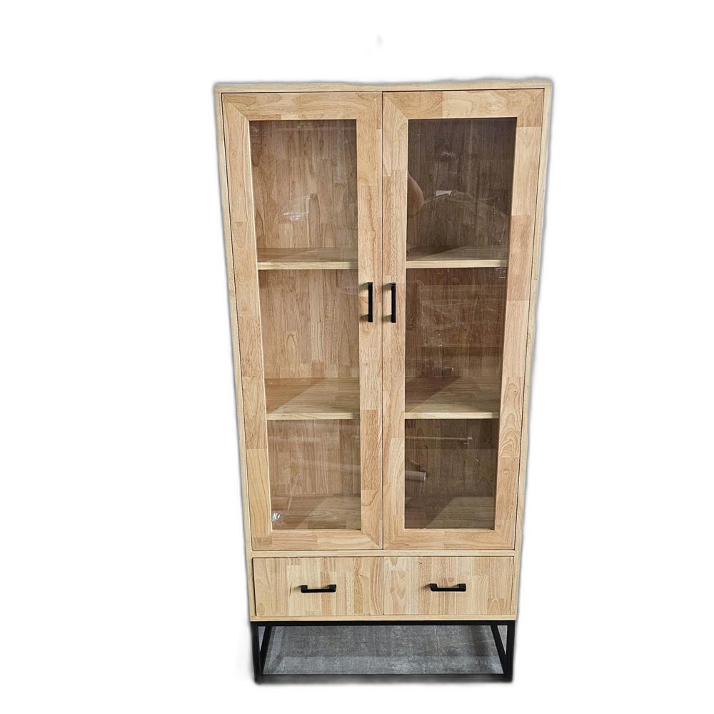 Tủ cửa kính 80x35x175cm gỗ cao su Tủ cửa kính 80x35x175cm gỗ cao su