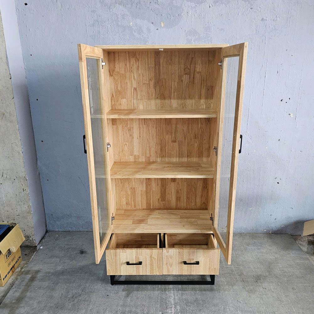 Tủ cửa kính 80x35x175cm gỗ cao su Tủ cửa kính 80x35x175cm gỗ cao su - hình 5