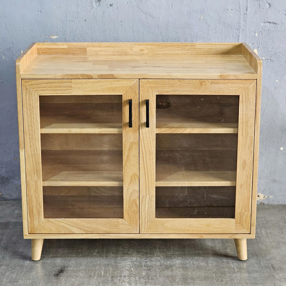 Tủ để đồ cửa kính 90x45x80cm gỗ cao su Tủ để đồ cửa kính 90x45x80cm gỗ cao su - hình 2