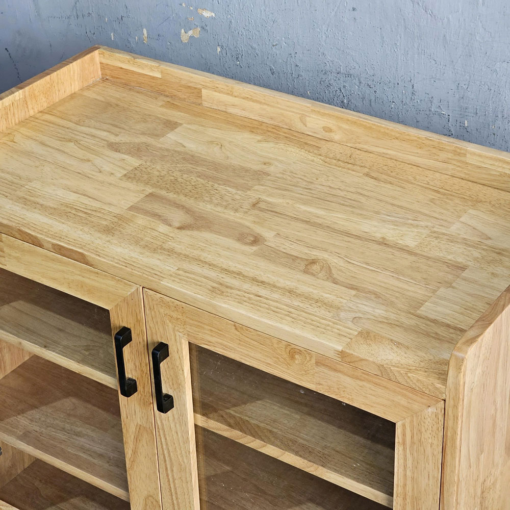 Tủ để đồ cửa kính 90x45x80cm gỗ cao su Tủ để đồ cửa kính 90x45x80cm gỗ cao su - hình 3