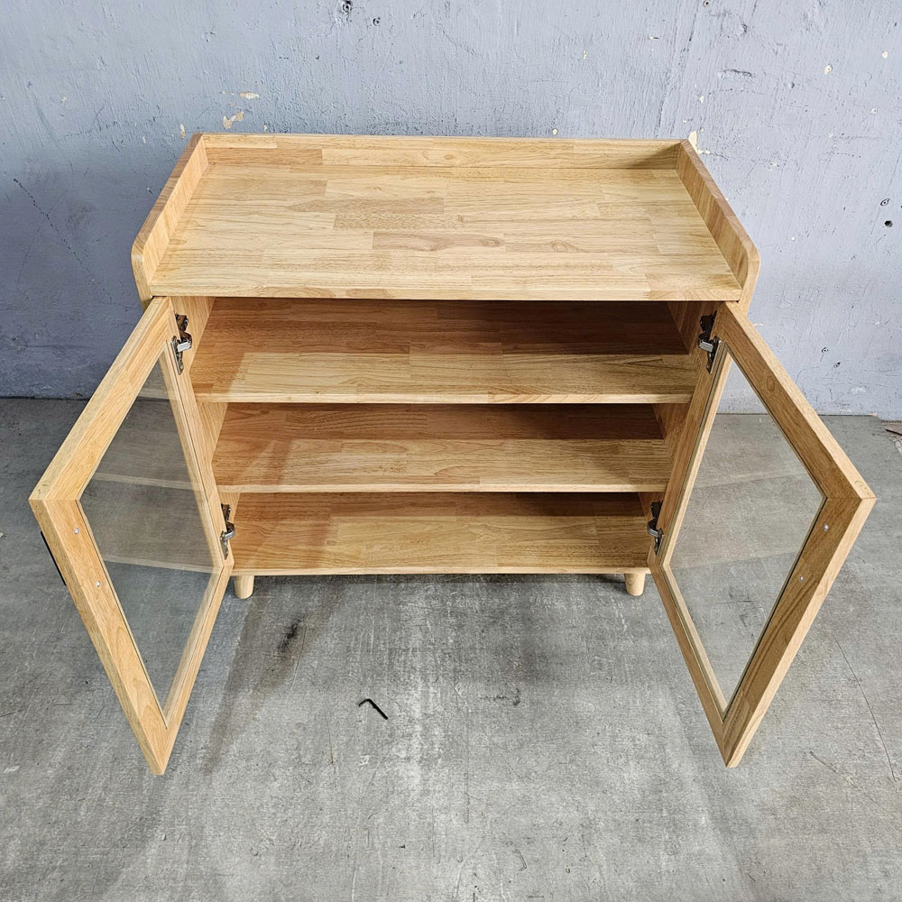 Tủ để đồ cửa kính 90x45x80cm gỗ cao su Tủ để đồ cửa kính 90x45x80cm gỗ cao su - hình 4