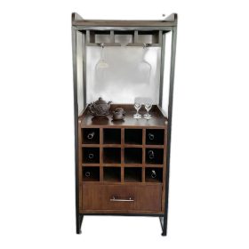 Tủ đựng rượu gỗ cao su chân sắt