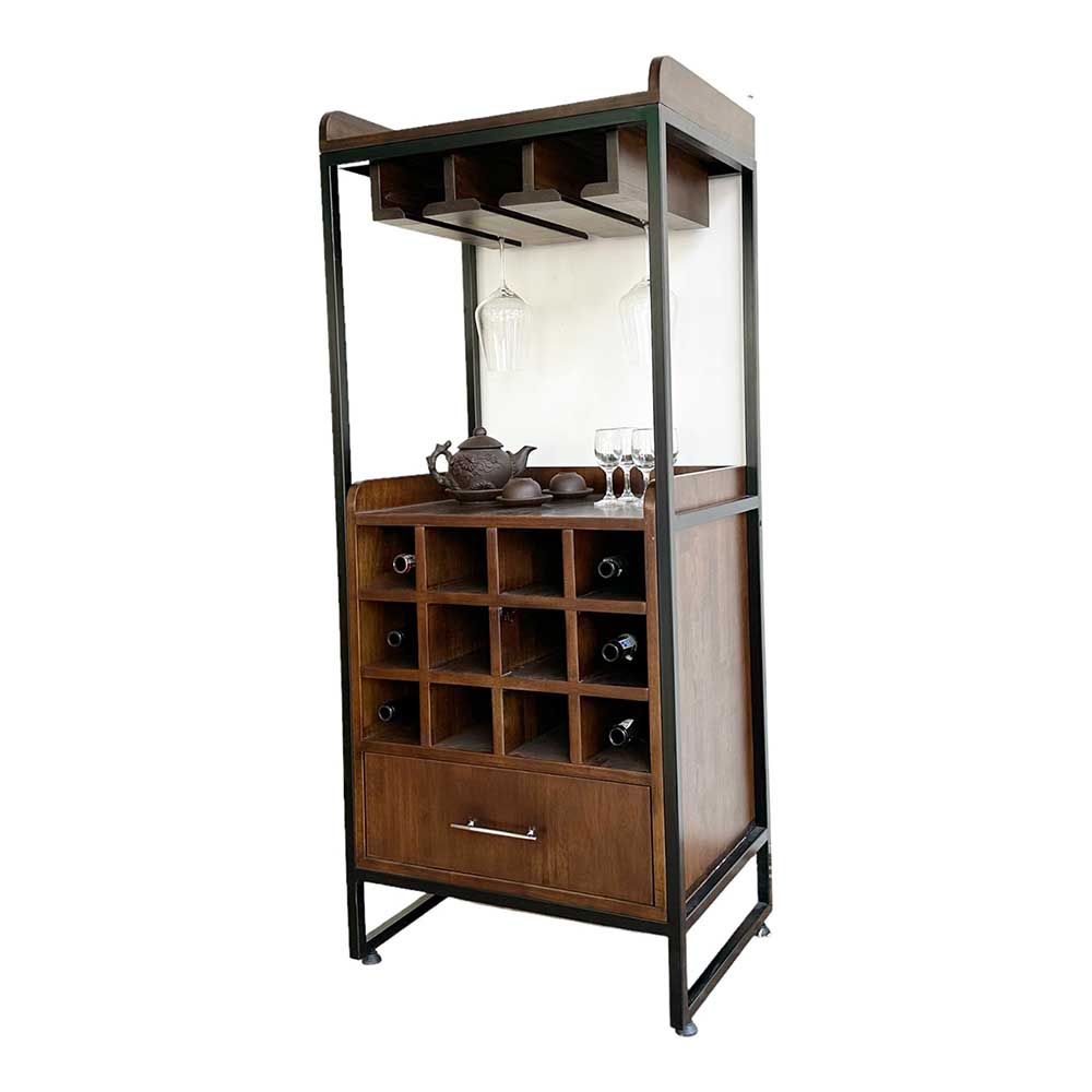 Tủ đựng rượu gỗ cao su chân sắt Tủ đựng rượu gỗ cao su chân sắt - hình 4