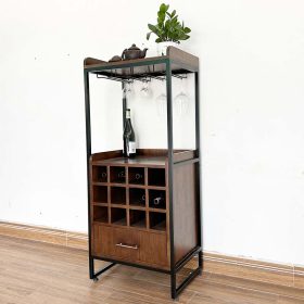 Tủ đựng rượu gỗ tự nhiên có khay để ly vang - hình 1
