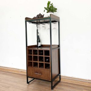 Tủ đựng rượu gỗ tự nhiên có khay để ly vang - hình 1