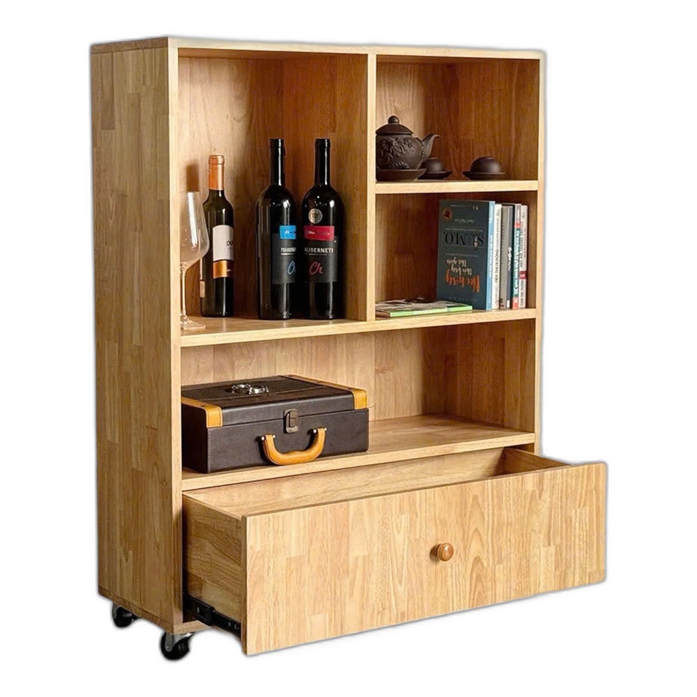 Tủ Kệ di động gỗ cao su 80x30x107cm Tủ Kệ di động gỗ cao su 80x30x107cm