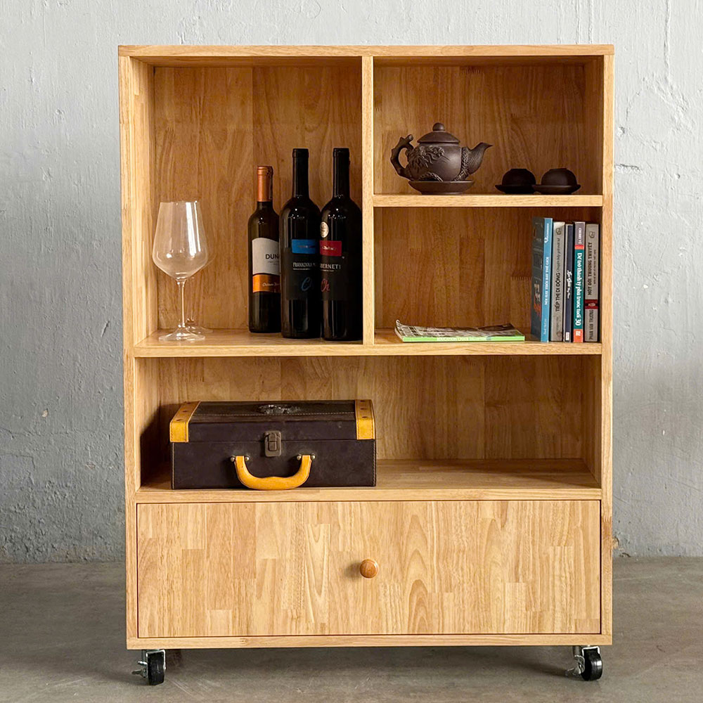 Tủ Kệ di động gỗ cao su 80x30x107cm Tủ Kệ di động gỗ cao su 80x30x107cm - hình 1