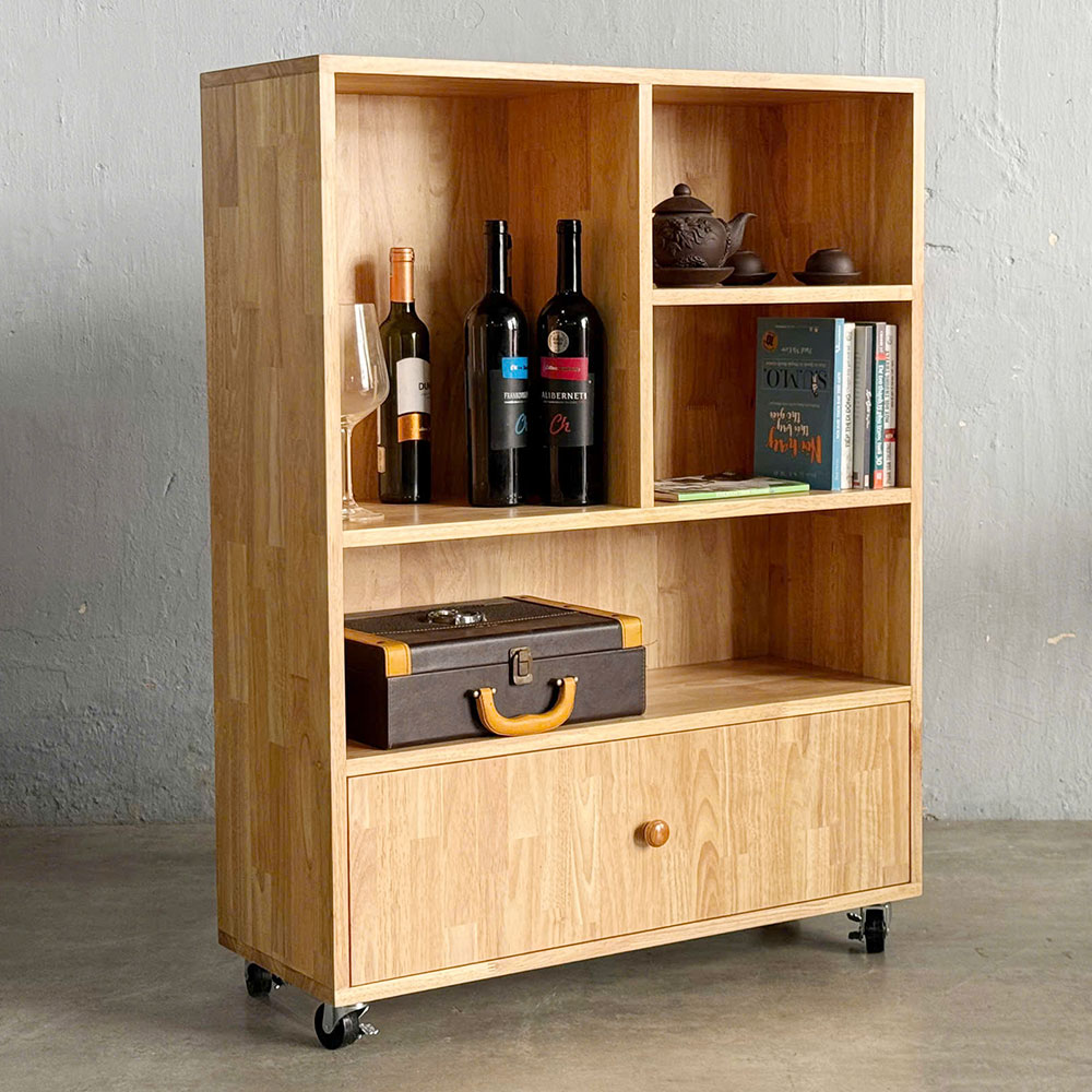Tủ Kệ di động gỗ cao su 80x30x107cm Tủ Kệ di động gỗ cao su 80x30x107cm - hình 2