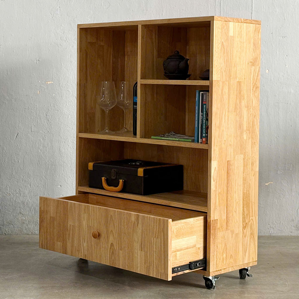 Tủ Kệ di động gỗ cao su 80x30x107cm Tủ Kệ di động gỗ cao su 80x30x107cm - hình 4