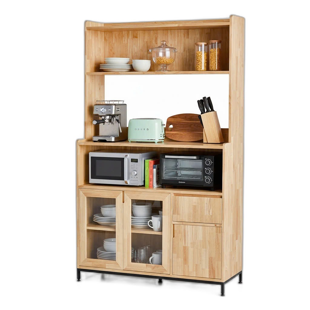 Tủ kệ nhà bếp 117x45x193cm gỗ cao su Tủ kệ nhà bếp 117x45x193cm gỗ cao su