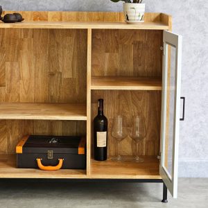 Tủ phòng ăn 100x40x92cm gỗ cao su chân sắt - hình 1