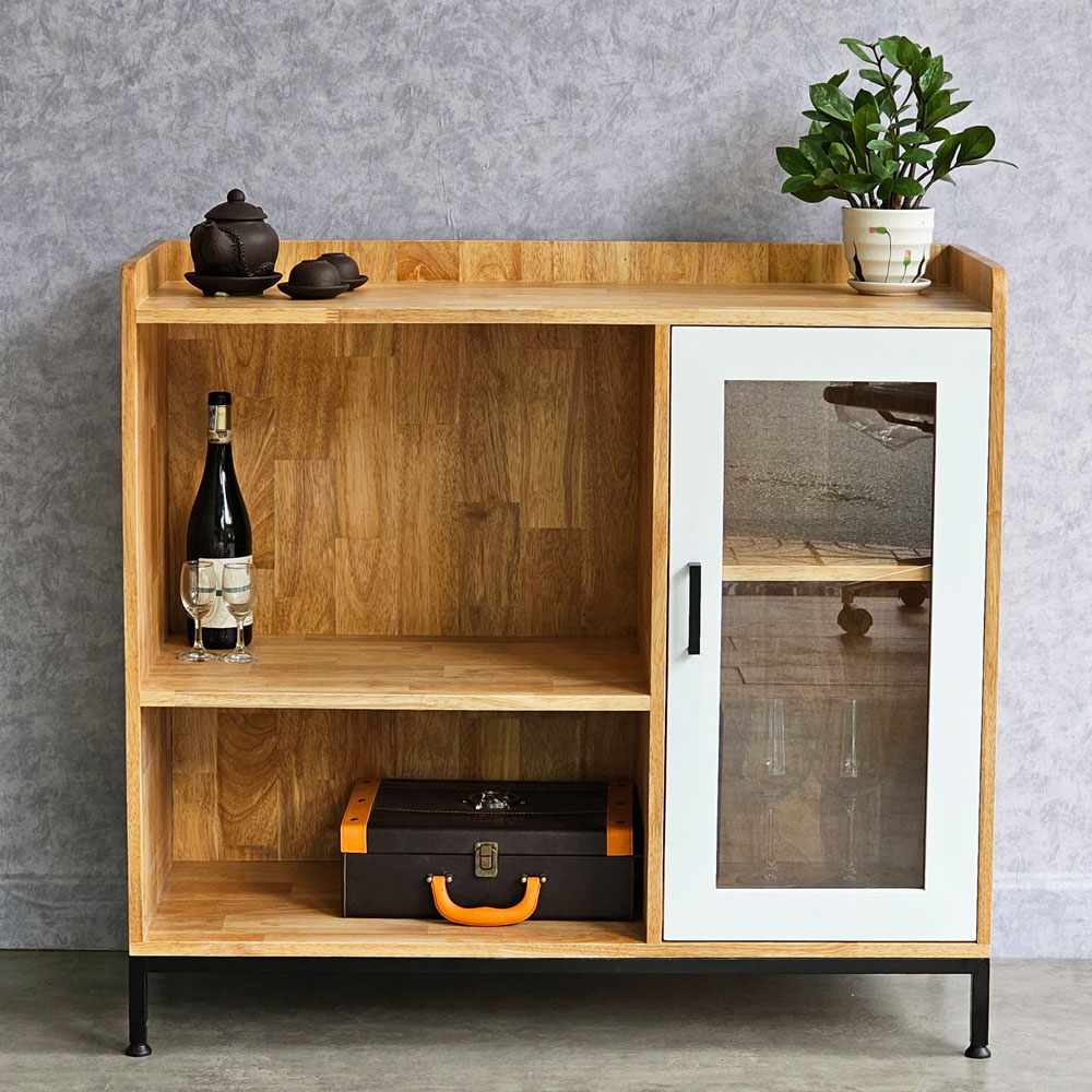 Tủ phòng ăn 100x40x92cm gỗ cao su chân sắt Tủ phòng ăn 100x40x92cm gỗ cao su chân sắt - hình 2