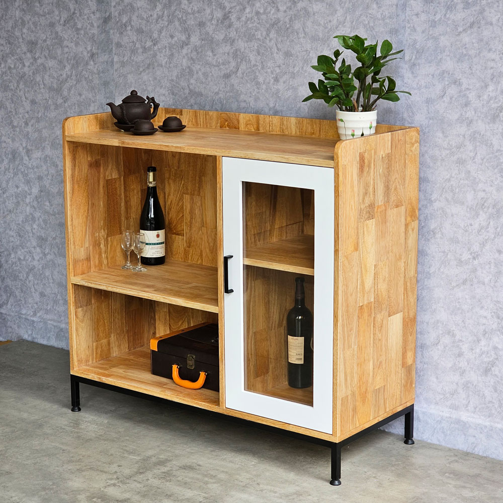 Tủ phòng ăn 100x40x92cm gỗ cao su chân sắt Tủ phòng ăn 100x40x92cm gỗ cao su chân sắt - hình 3
