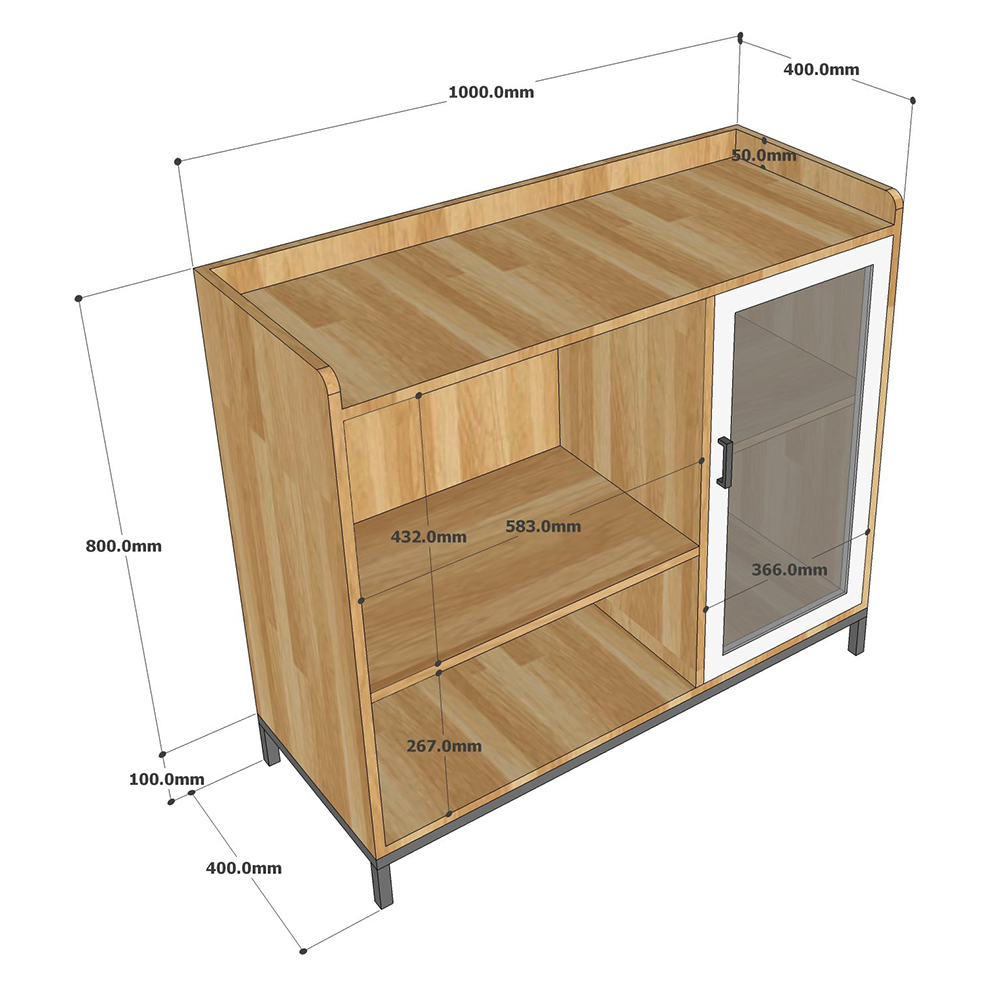 Tủ phòng ăn 100x40x92cm gỗ cao su chân sắt Tủ phòng ăn 100x40x92cm gỗ cao su chân sắt - hình 4