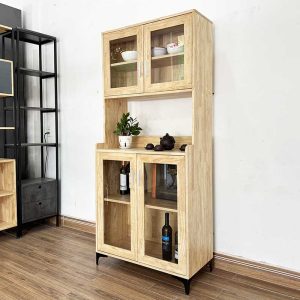 Tủ phòng ăn 80x40x172cm gỗ cao su - hình 1