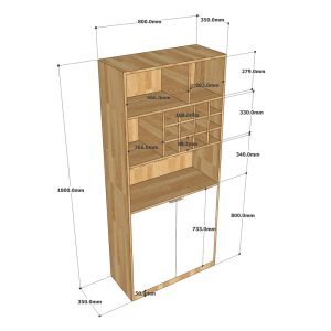 Tủ phòng ăn có hộc rượu gỗ cao su - hình 1