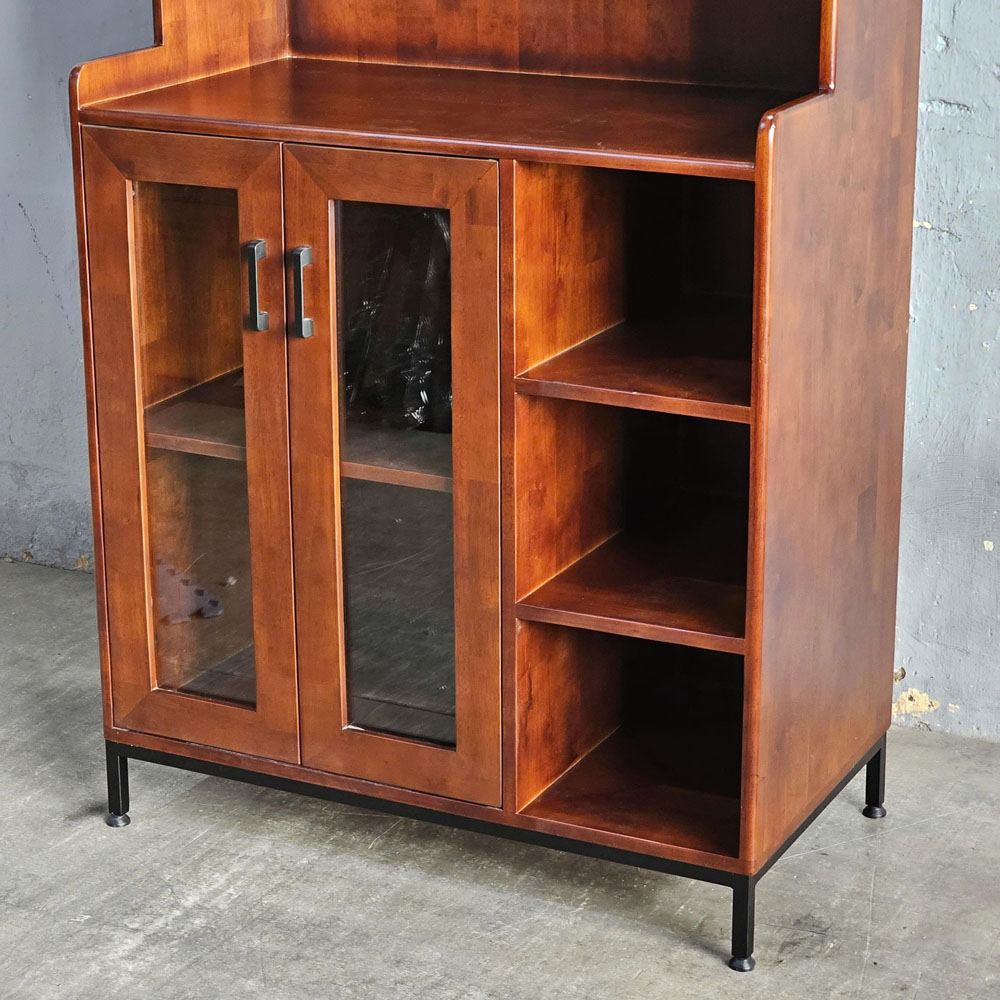 Tủ phòng ăn cửa kính 88x48x130cm gỗ cao su khung chân sắt Tủ phòng ăn cửa kính 88x48x130cm gỗ cao su khung chân sắt - hình 1