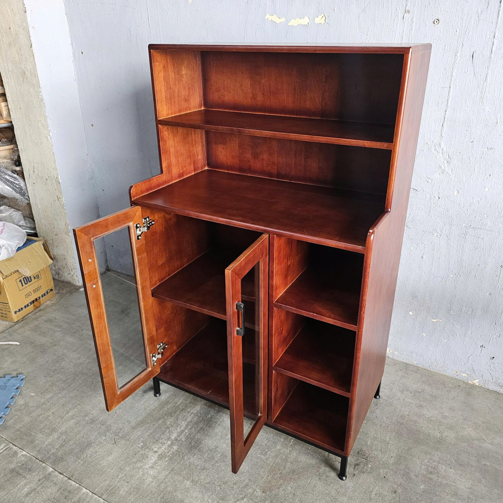 Tủ phòng ăn cửa kính 88x48x130cm gỗ cao su khung chân sắt Tủ phòng ăn cửa kính 88x48x130cm gỗ cao su khung chân sắt - hình 3