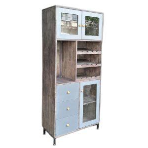 Tủ phòng ăn gỗ cao su chân sắt