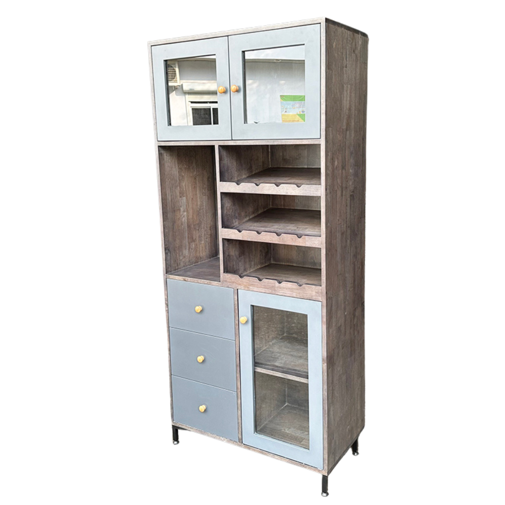 Tủ phòng ăn gỗ cao su chân sắt Tủ phòng ăn gỗ cao su chân sắt - hình 1