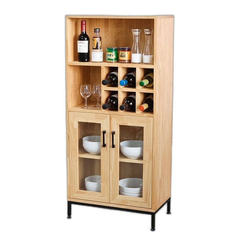 Trang chủ Tủ phòng ăn kết hợp tủ rượu gỗ cao su chân sắt