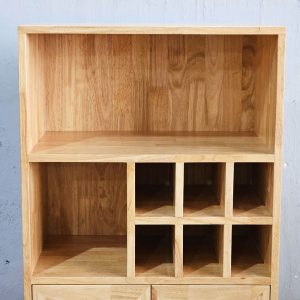 Tủ phòng ăn kết hợp tủ rượu gỗ cao su chân sắt - hình 1
