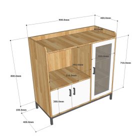 Tủ phòng ăn nhỏ gọn gỗ cao su chân sắt - hình 1