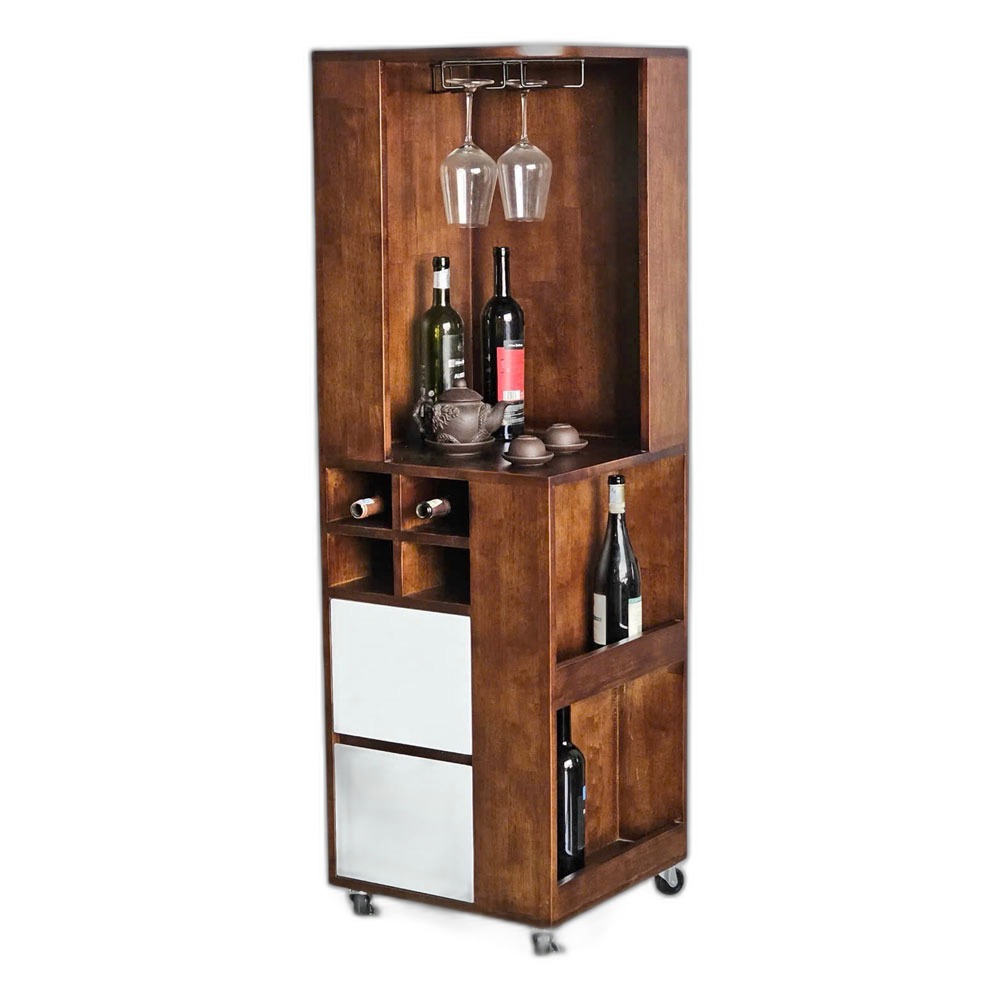 Tủ rượu góc tường di động 45x45x140cm gỗ cao su Tủ rượu góc tường di động 45x45x140cm gỗ cao su