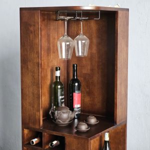 Tủ rượu góc tường di động 45x45x140cm gỗ cao su - hình 1