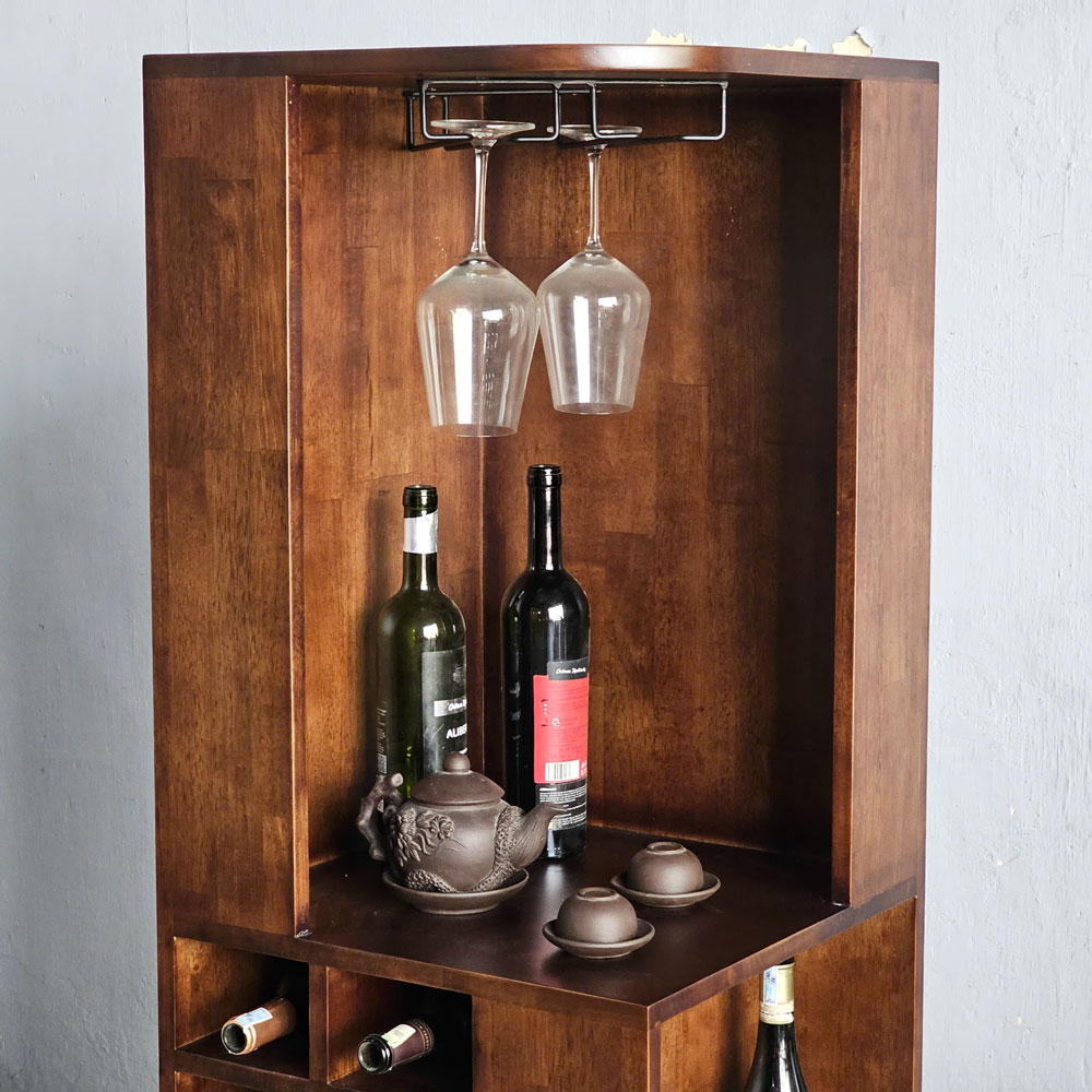 Tủ rượu góc tường di động 45x45x140cm gỗ cao su Tủ rượu góc tường di động 45x45x140cm gỗ cao su - hình 1