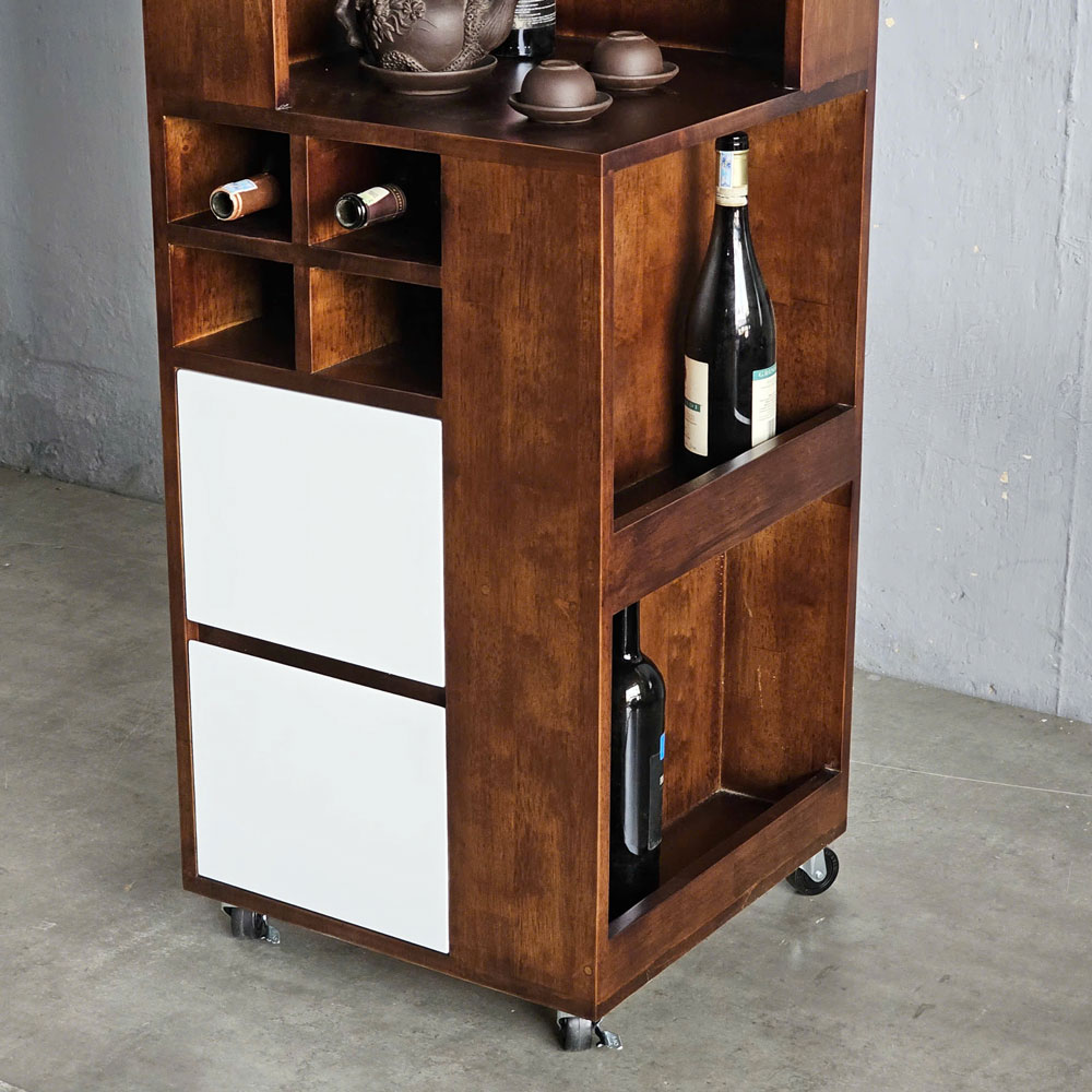 Tủ rượu góc tường di động 45x45x140cm gỗ cao su Tủ rượu góc tường di động 45x45x140cm gỗ cao su - hình 2
