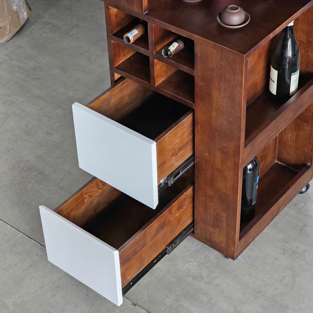Tủ rượu góc tường di động 45x45x140cm gỗ cao su Tủ rượu góc tường di động 45x45x140cm gỗ cao su - hình 3