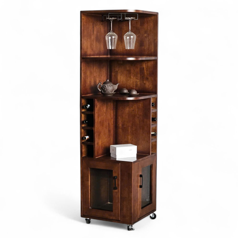 Tủ rượu góc tường di động 45x45x140cm gỗ cao su Tủ rượu góc tường di động 45x45x140cm gỗ cao su - hình 5
