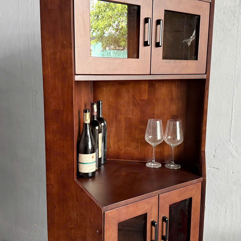 Tủ Rượu góc tường gỗ cao su 60x60x180cm Tủ Rượu góc tường gỗ cao su 60x60x180cm - hình 4